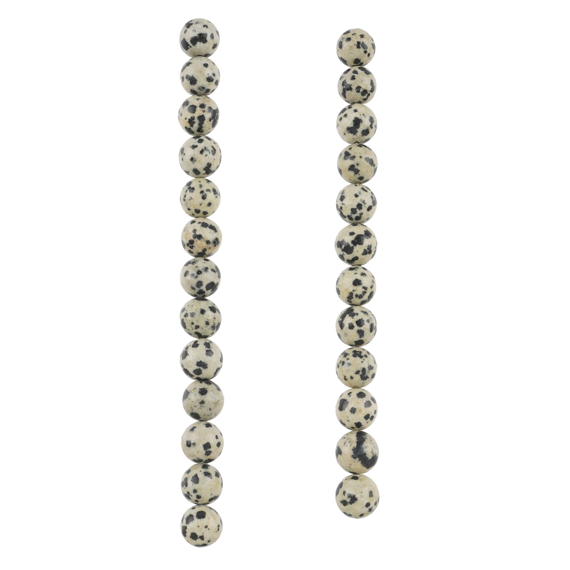 12 Pack: Black & White Dalmatian Jasper Round Beads by Bead Landing